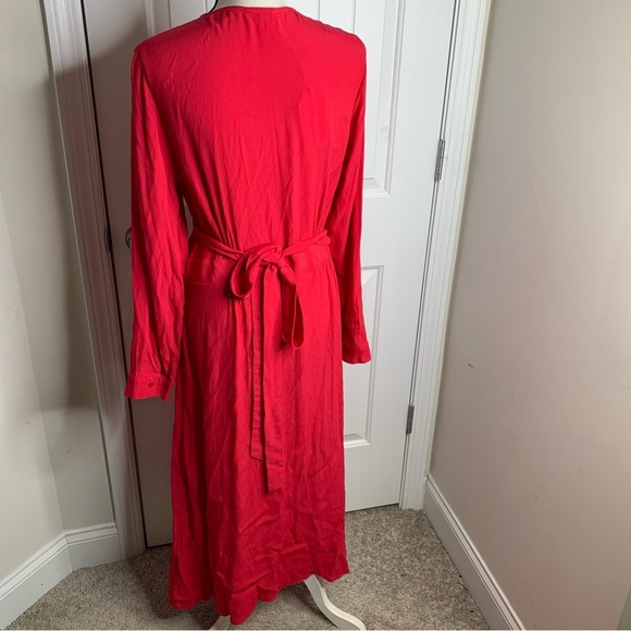 Poetry red wrap long sleeves maxi dress size 16 holiday Valentines quiet luxury - Picture 4 of 9